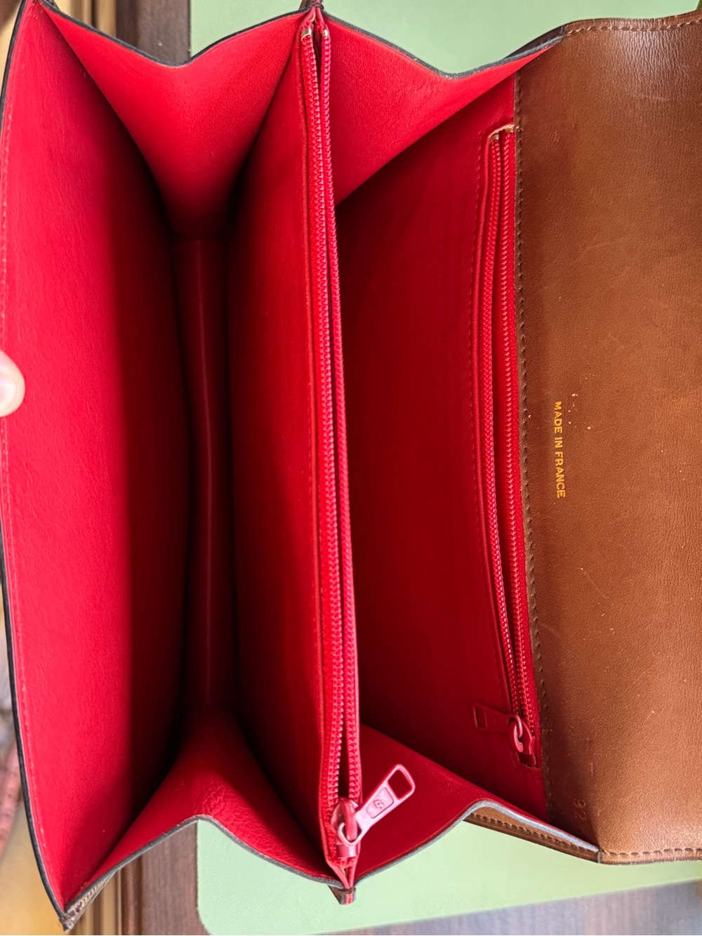 Celine Honey Brown Leather Shoulder Bag with Gold Button - Picture 13 of 15